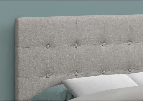 Vista 8 de Monarch Specialties I 6004F Cama de cabecero, tamaño matrimonial, dormitorio, tapizada, aspecto de lino, beige, de transición