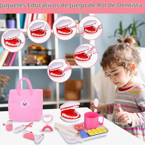 Vista 4 de Gifts2U Kit de dentista para niños, juego de médico de simulación de 42
