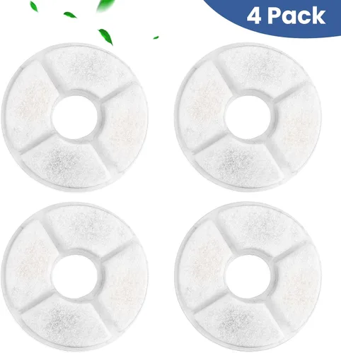Vista 5 de Repuesto de filtro de fuente de agua para gatos, 4 filtros de fuente de gato de 5 pulgadas de diámetro con sistema de 3 filtraciones, filtros