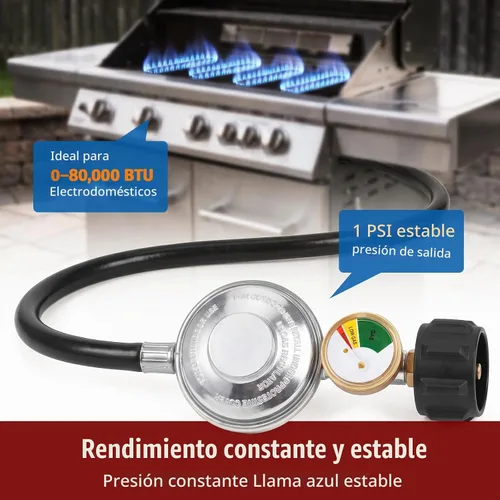 Vista 3 de SHINESTAR 3.5FT Propane Regulator with Hose and Gauge Regulador universal de parrilla de gas y pieza de repuesto de manguera para parrilla