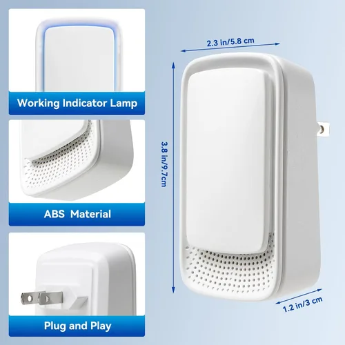 Vista 6 de Purificador de aire enchufable para el hogar, ionizadores de aire de iones negativos, ambientador silencioso para dormitorio, oficina, cocina, mini