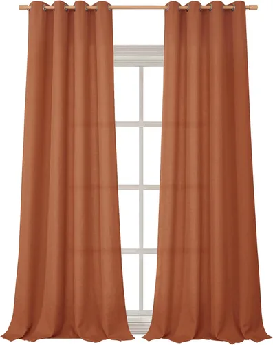 Vista 64 de BGment Cortinas de Lino Beige de 63 Pulgadas de Largo 2 Paneles - Tratamientos para Ventanas con Textura de Arpillera Filtrantes de Luz Cortinas
