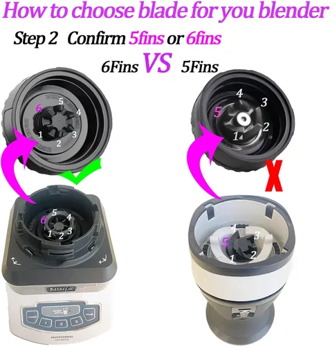 Vista 4 de Cuchilla macho de repuesto de 6 aletas y vasos de 16 onzas para licuadora Nutri Ninja, solo para BL660 BL663 BL740 BL770 BL771 BL772 BL773 BL780