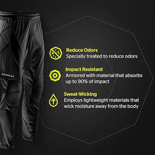 Vista 3 de Storelli ExoShield Goalkeeper Pants, High-Impact Protection, Sweat-Wicking, Breathable Athletic Full Length Pants for Soccer