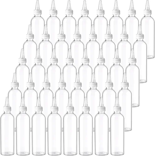 Vista 9 de MOUYAT 80 botellas de plástico de 4 onzas a granel con tapa superior giratoria, botellas de plástico transparente de 4.1 fl oz para condimentos