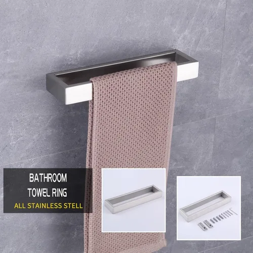 Vista 9 de GERZWY Juego de accesorios de baño de 2 piezas de acero inoxidable contemporáneo montado en la pared - Soporte para papel higiénico con anillos