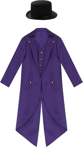 Vista 3 de Alvivi Chamarra retro victoriana renacentista para niños y niñas, pirata, vampiro, steampunk, renacentista