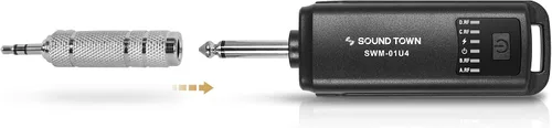 Vista 4 de Sound Town Sistema de micrófono inalámbrico recargable de 2.4 GHz con 4 micrófonos de mano, mini receptor portátil de 1/4 pulgadas, ecualizador