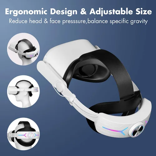 Vista 3 de Gina Head Strap with 8000mAh Battery Pack for MetaOculus Quest 2, Adjustable Elite Strap Replacement for Enhanced Support, Fast Charging