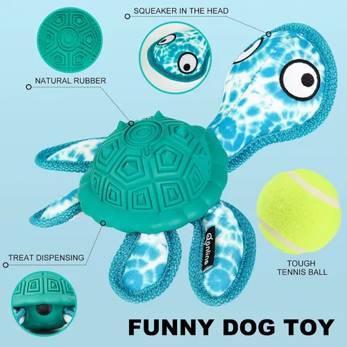 Vista 4 de Juguetes masticables para perros, juguetes para masticar dientes de cachorro, material de goma duradero, con forma de tortuga, juguetes para perros