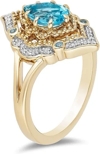 Vista 2 de Anillo solitario chapado en oro amarillo de 18 quilates con circonita cúbica y circonita cúbica para mujer, anillo de eternidad, anillo de promesa