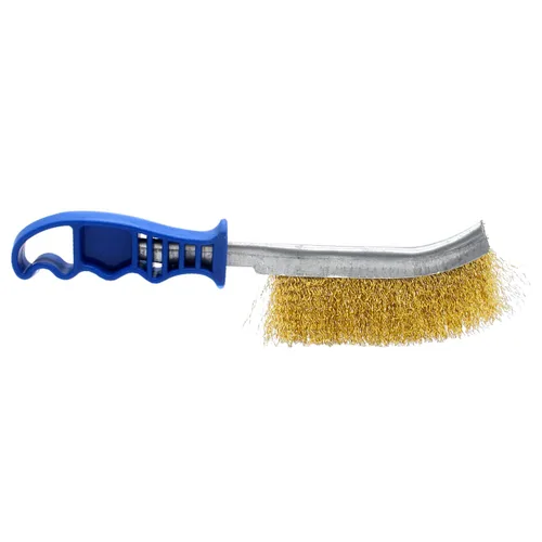 Vista 6 de Cepillos de alambre para limpiar el óxido, herramienta de latón resistente de 11 pulgadas de largo con mango de plástico, para automóviles