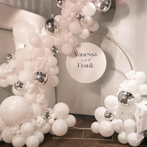 Vista 5 de KOMOREBI Globos blancos de 10 pulgadas, 100 globos blancos lisos de látex para cumpleaños, compromiso, boda, baby shower, aniversario, decoración