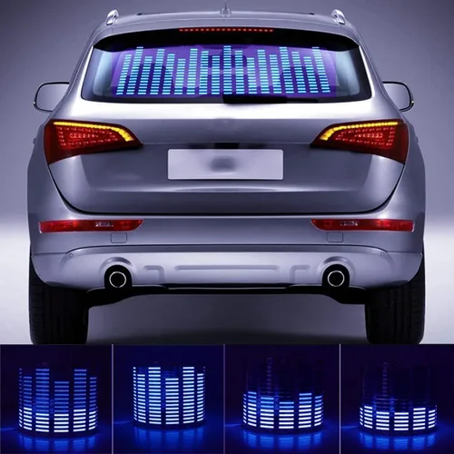 Vista 4 de Pegatinas adhesivas para auto con luces LED brillantes, sensor de sonido y música, ecualizador, ritmo, lámpara de voz, flash de audio, 90 x 25 cm