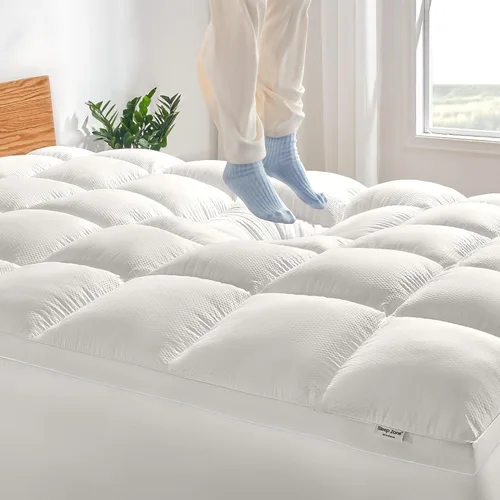 Vista 13 de SLEEP ZONE - Cubrecolchón tamaño individual, funda de colchón extra gruesa para el dolor de espalda, funda de colchón mullida y de soporte