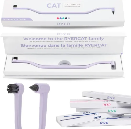 Vista 10 de RYERCAT Cepillo de dientes para gatos de doble cara, micro cabeza para Amatista Púrpura