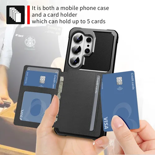 Vista 110 de Funda para Samsung Galaxy S21 Ultra con tarjetero, compatible con soporte magnético para automóvil, resistente a los golpes, resistente, suave, TPU