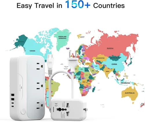Vista 2 de Convertidor de voltaje universal EE.UU. a Europa, combo convertidor de viaje de 220 V a 110 V, adaptador europeo de reducción de voltaje de 250 W