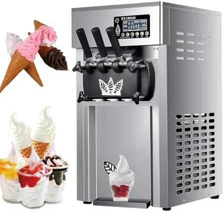 Vista 7 de Commercial Triple Head Soft Serve Ice Cream Machine, High Power & Microcomputer Control for Auto Operation, Ideal for High-Volume Dessert Shops and