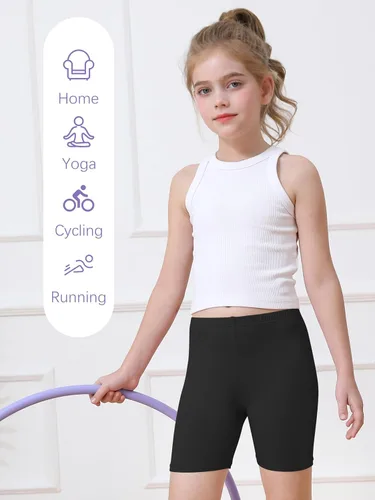 Vista 5 de Resinta Paquete de 6 pantalones cortos de ciclismo para niñas, ropa de verano, multicolor