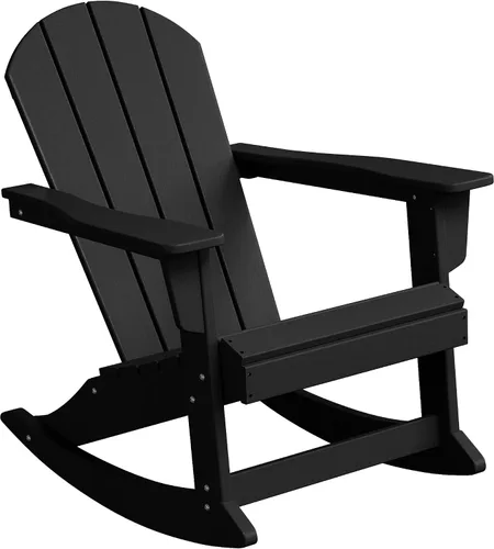 Vista 4 de WestinTrends Silla mecedora Malibu de poliéster para exterior/patio Adirondack, Negra