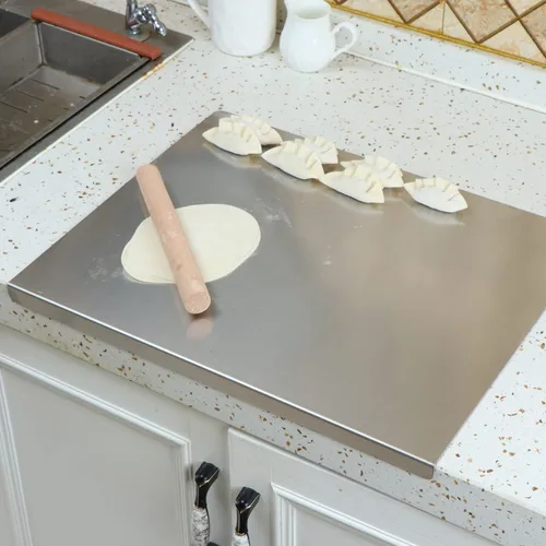 Vista 5 de Tabla de cortar extra grande de acero inoxidable, tabla de hornear, tabla de cortar pesada para cocina, tabla de pastelería para carne, verduras