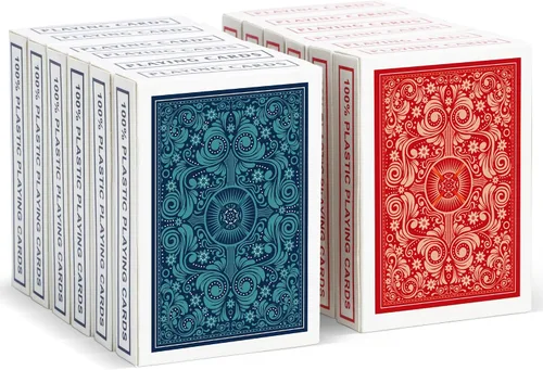Vista 8 de Cartas de Juego de Plástico Impermeables 2 Paquetes, Mazos de Cartas de Póquer para Adultos, Tamaño Póquer Índice Regular, Adecuadas para Varios