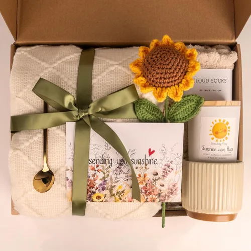 Vista 2 de Anforsun Cestas de regalo únicas para mujeres con diseño de girasol, diseño de girasol, diseño de girasol, ideal para regalar a tu mejor amiga