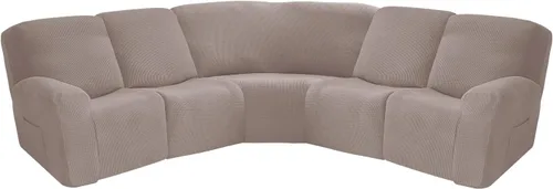 Vista 28 de MIFXIN Funda para sofá reclinable esquinero de 5 asientos, fundas elásticas de punto jacquard elástico de 7 piezas para sofá reclinable