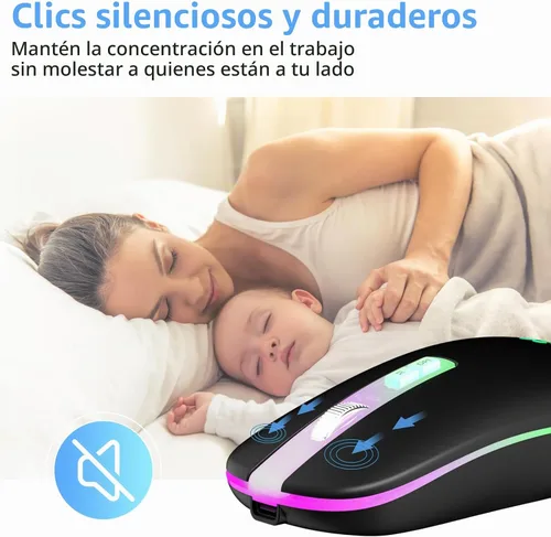 Vista 8 de KARFUN Ratón inalámbrico, ratón de computadora delgado portátil con retroiluminación LED para portátil, PC, computadora, MacBook, iPad, Chromebook