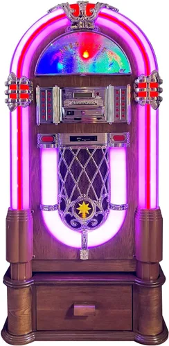 Vista 15 de Arkrocket Jukebox reproductor de discos de vinilo de tamaño completo Bluetooth USB SD Reproductor de CD Radio, tocadiscos retro clásico Jukebox