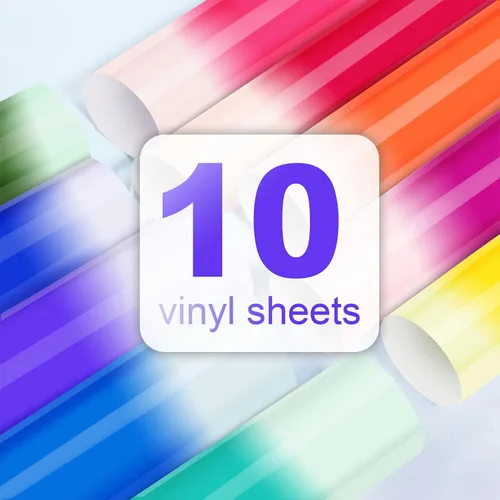 Vista 2 de TECKWRAP Vinilo adhesivo permanente que cambia de color, 10 colores/paquete de hojas de vinilo permanente en frío, hojas de vinilo de 12 x 12
