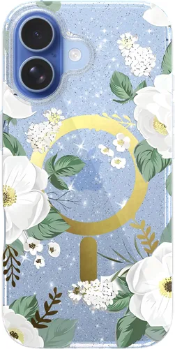 Vista 19 de LONLI Hue - para iPhone 15 Pro Max [Compatible con Magsafe] - Funda de teléfono floral dorada - [Amortiguador de 360°] - Funda de teléfono linda