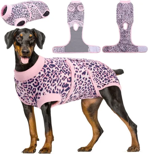 Vista 42 de Kuoser Traje de cirugía para perro, cómodo traje de recuperación para perras, mameluco protector posoperatorio, alternativa suave al cuello E