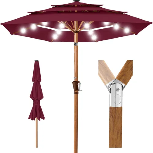 Vista 23 de Best Choice Products - Sombrilla solar de 10 pies de 3 niveles para patio, sombrilla de sol para exteriores, mercado, patio trasero, terraza, junto