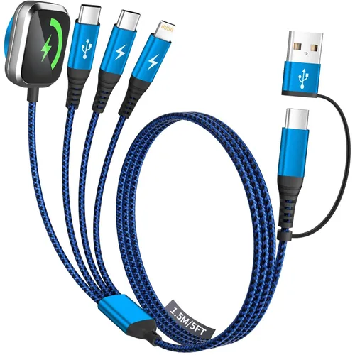 Vista 18 de Travel Essentials - Cable de carga múltiple para iWatch Charger, 4 en 2, 3XUSB C, cable de carga múltiple, USBC Car CarPlay compatible con iWatch