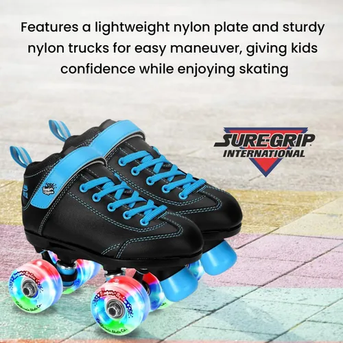Vista 4 de Sure-Grip Sugar & Spice - Patines de ruedas para niños, botas de vinilo duraderas con acolchado cómodo, cuentan con ruedas iluminadas