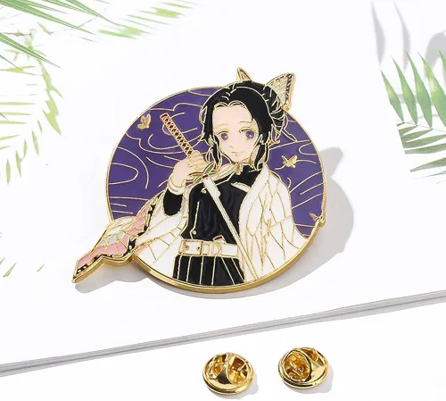 Vista 5 de Anime Brooch Pin -Tanjiro Nezuko Shinobu Figure Characters Metal Sword Enamel Pins Badges Collection Cosplay Jewelry Gifts for Fans