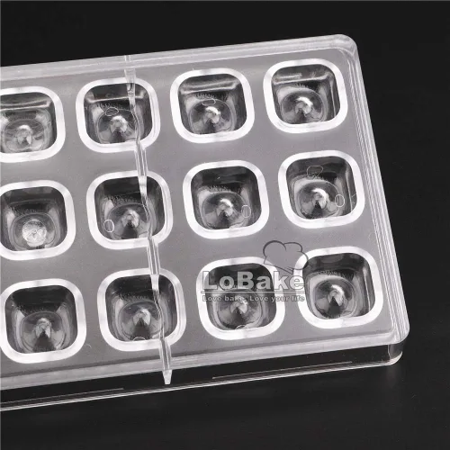 Vista 3 de 21 cavidades cóncavas forma de cubo cuadrado policarbonato PC molde de chocolate molde de cubitos de hielo chocolate dulces hacer moldes