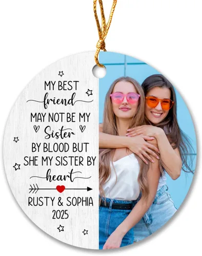 Vista 7 de Adornos de Navidad personalizados 2025 para amigas, regalos de adorno para la decoración del árbol de Navidad, regalo personalizado de Navidad