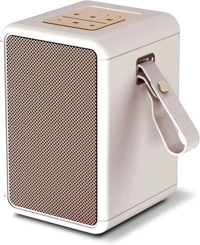 Vista 9 de AT&T Essentials - Altavoz Bluetooth retro de 15 W, IPX6 impermeable, Bluetooth 5.3, modos de luz LED, control de graves y agudos, batería de 12