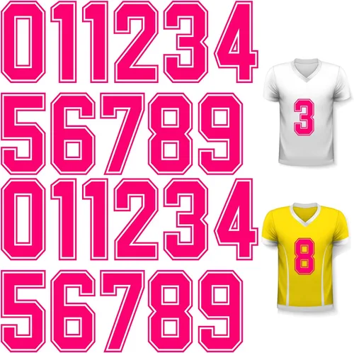 Vista 9 de WILLBOND 24 piezas de números para planchar, números de transferencia térmica de jersey del 0 al 9 para uniforme de equipo, camiseta de fútbol Blanco