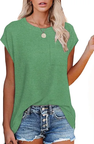 Vista 43 de CNFUFEN Camisetas de manga corta/larga para mujer, a la moda, casual, de verano, ligeras, sólidas, de moda