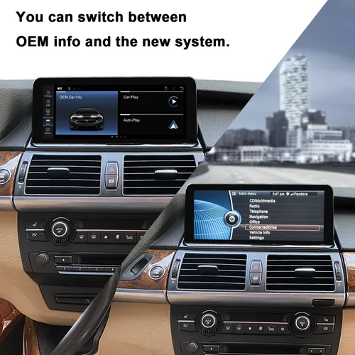 Vista 4 de 10.25" Linux CarPlay pantalla para BMW X5 X6 E70 E71 CIC 2010-2012