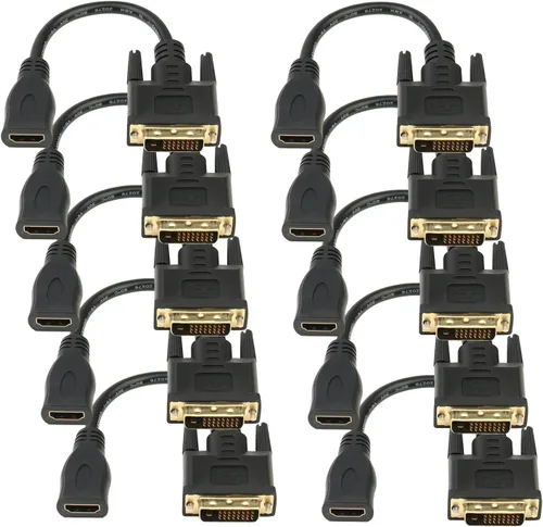 Vista 6 de Adaptador HDMI bidireccional hembra a DVI-D (24+1) macho, 1080P DVI a HDMI Conveter (1, negro)