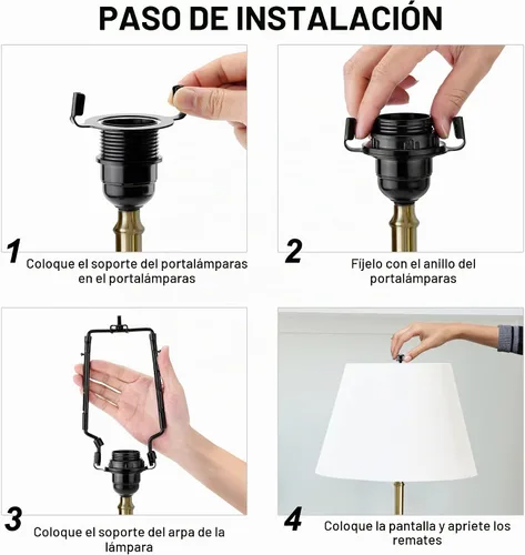 Vista 6 de juego de soporte de arpa de pantalla de lámpara de 7 8 9 10 pulgadas, arpas de lámpara ajustables y finales, se adapta tanto a la varilla de lámpara
