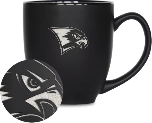 Vista 335 de Rico Industries - Taza de cerámica mate negra con grabado láser estándar de 15oz para NCAA (escuelas T & U) - Para bebidas calientes o frías