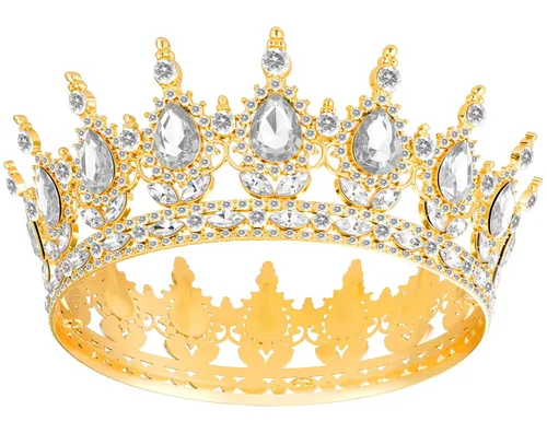 Vista 7 de Corona para mujer, tiara de corona de reina para fiestas navideñas, aleación