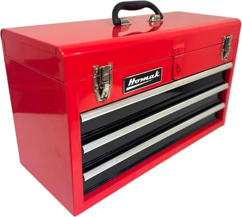 Vista 10 de Homak Caja de herramientas con rodamientos de bolas de 2 cajones, color rojo, 20 pulgadas