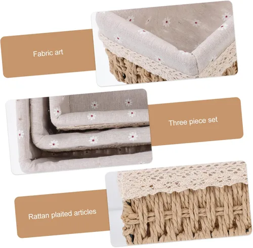Vista 5 de Alipis Elegante juego de cestas de ratán simples para decoración de interiores, organización, lavable, versátil